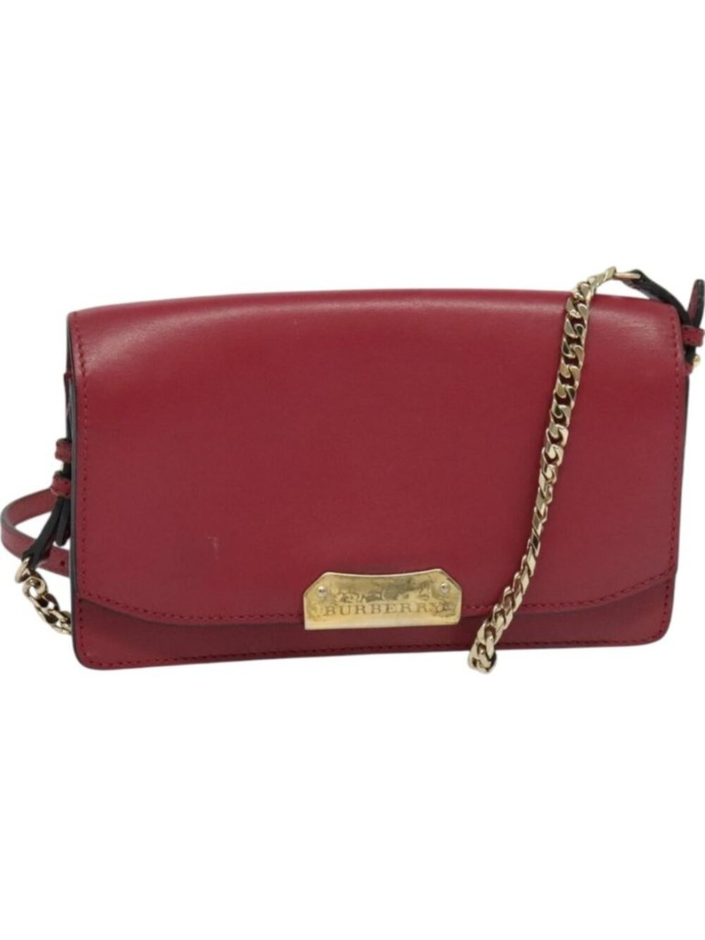 BURBERRY Chain Wallet Leather Pink Gold